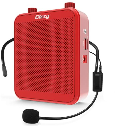 Giecy Amplificadores de Voz portátil 30W 2800 mAh batería Recargable de Gran Capacidad Sistema de PA Bluetooth para aulas, reuniones y Exteriores (Rojo)