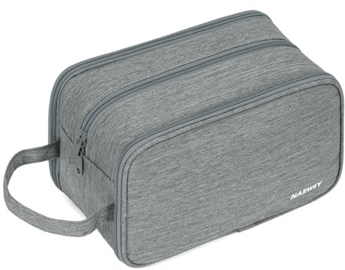 Narwey Kosmetiktasche Kulturbeutel Damen Schminktasche & Waschtasche Herren Große Reise Kosmetikbeutel Kulturtasche Make Up Tasche (Grau)