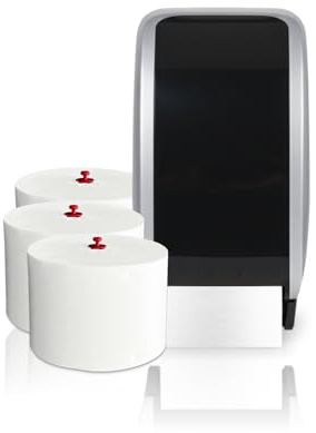 Cosmos Toilettenpapierspender Doppelrollen Set - 1 Spender für Cosmos Toilettenpapierrollen + 360m Toilettenpapier- 3 lagig - Ultra ERGIEBIG wie 26 übliche Rollen - Wandmontage, Silber/Schwarz