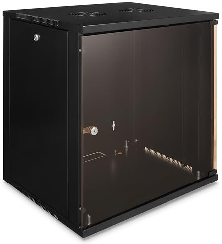 Platinum Enclosures 12u 450mm Wall mounted or Floor Standing Data Cabinet, 19 Inch Storage Rack for Home Office, Removeable Side, Lockable Door and Sides