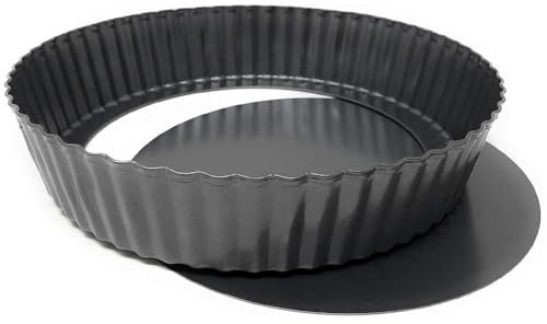 MGE - Stampo per torte con fondo rimovibile, per quiche, stampo per torte rotondo, rivestimento antiaderente, stampo per torta, stampo per torta, alto 5 cm (24 cm)