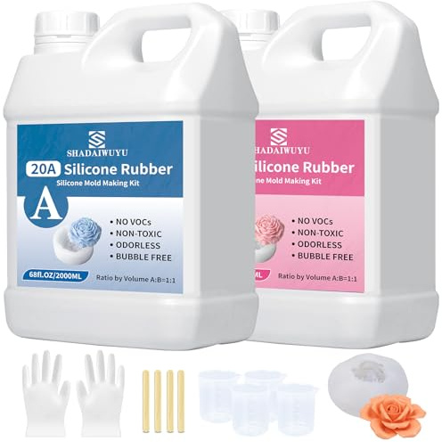 Silicone per Stampi 20A,4000ml Trasparente Silicone Liquido Mescolamento 1:1 Rapida Cura Gomma Siliconica per Stampi,DIY Sapone Artigianale,Candele,Stampi per Resina