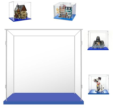 Cubo Teca Espositiva 30x30x30 con Base Blu,3mm Acrilico Trasparente Antipolvere Vetrina per Delle Sorelle Sanderson 21341 10370 60375 75583 76261 e Calcio Basketball Figure Bambole