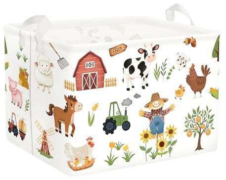 Clastyle Ceste Biancheria Bambini Animali della Fattoria Cestino Giocattoli Vestiti per Ragazzo Ragazza Cestino Portaoggetti per Bagno Cameretta Bucato, Girasoli, 40x30x30 cm