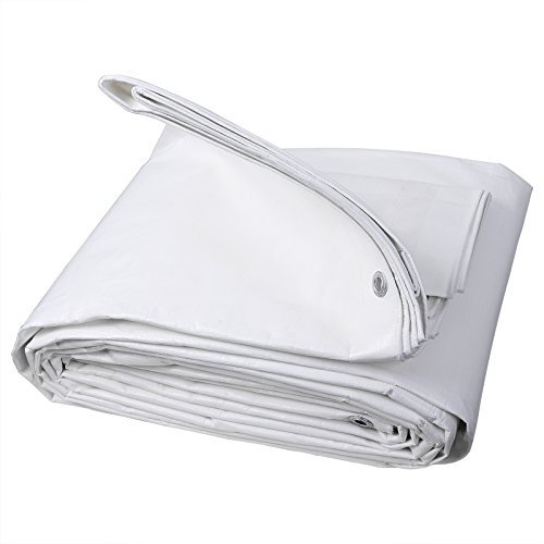 WOLTU Telo Impermeabile Esterno,180g/m² PE Telone Occhiellato Impermeabile Rinforzato, Telo Protettivo Multiuso per Barche, Legno, Piscina, Mobili da Giardino, Auto, 3x6m,Bianco