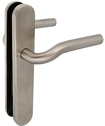 Amig - Juego de Manillas con Placa para Puertas - Mod. 20P - 136 x Ø19 mm - Cuadradillo de 8 mm - Diseño Elegante y Sencillo - Acero inoxidable 18/8 Plateado Mate