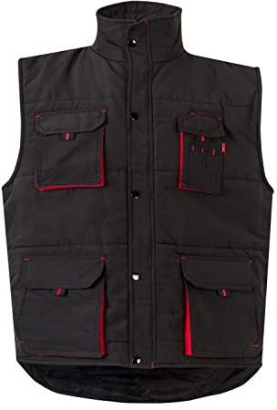 Velilla 205902; Gilet imbottito bicolore multitasche; colore nero e rosso; taglia 2XL