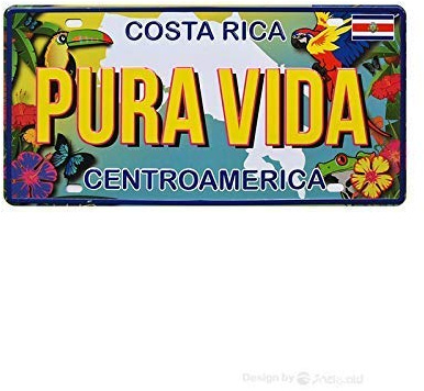 HCHANA Vintage Costa Rica Pura Vida Car License Plate Metal Signs Tin Plaque Wall Poster for Garage Man Cave Cafe Bar Pub Beer Patio Home Decor