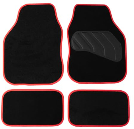 Sakura SS5466 Lot de 4 Tapis de Voiture Rouge Pastel