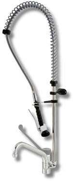 VM Europa - Geschirrbrause mit Einhebelmischer extra lang - 120 cm Höhe - AISI 430 Edelstahllegierung - mit Absperrhahn - biegsamer Wasserhahn Armaturen Gastronomie Wand Armatur