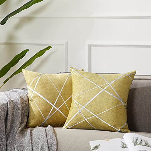 GIGIZAZA Kissenbezug 60x60 cm Kissenhülle Gelb Kissenbezüge Dekokissen Fall für Sofa Schlafzimmer Wohnzimmer 2er Set