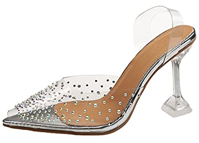 YHCS Femmes de Luxe Pumps 2019 Talons Hauts Transparents Sexy Pointu Oncle Pointu de Mariage marqueur de Marque Chaussures de Mode pour Dame Talons Minces