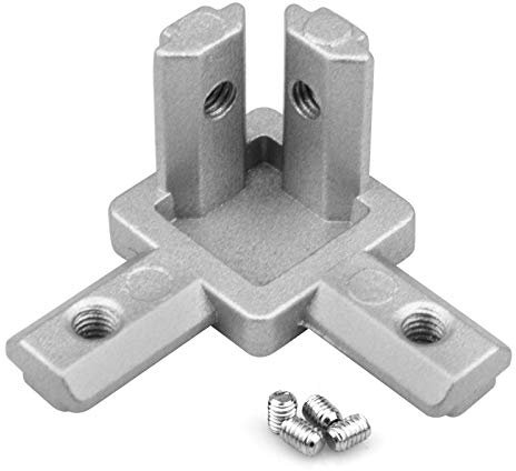 TSSS 20 Stück 3 Wege Aluprofil Eckverbinder Serie 20x20, für Standard Aluminium-Extrusionsprofil 6mm T Nut Aluminium Extrusion Profil,Silber