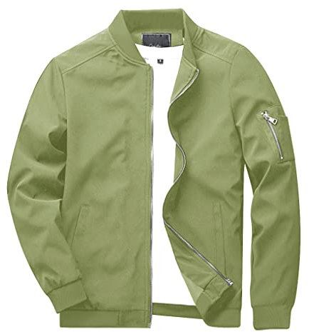 KEFITEVD Men Casual Thin Jacket Spring Lightweight Golf Jackets Sports Coat with Pockets,0live Green,3XL