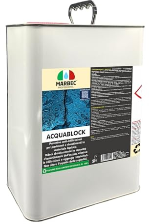 MARBEC ACQUABLOCK 5 Lt Protettivo consolidante anti infiltrazioni invisibile per pavimenti, rivestimenti, terrazze e docce interne ed esterne