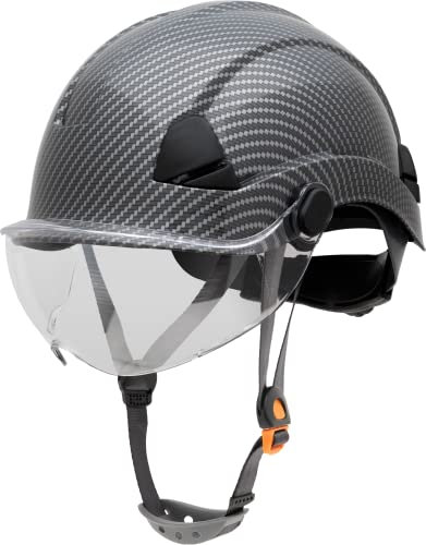 Honeywell Fibre Metal Safety Helmet with Visor, Hard Hat for Construction, Non-Vented, 4-point buckle chinstrap, 6-point ratchet suspension, Resistant to extreme temperatures, Hydrographic, FSH10080