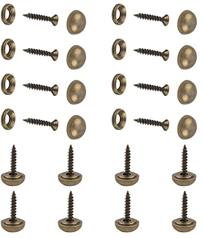 INCREWAY Decorative Brass Mirror Screws - 16pcs with Dome and Washers (15mm)