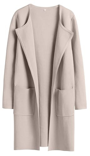 ANRABESS Womens Cardigan Sweater Open Front Knit Long Coatigan Dressy Casual Jacket Coat 2025 Fall Outfits Classy Clothes Gray Apricort Large