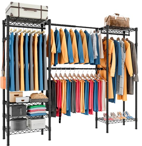 Uptyia Burro ropa retráctil: perchero de metal ajustable de 6 niveles con 4 varillas para colgar - Fácil de montar para un estilo sin esfuerzo(Negro)