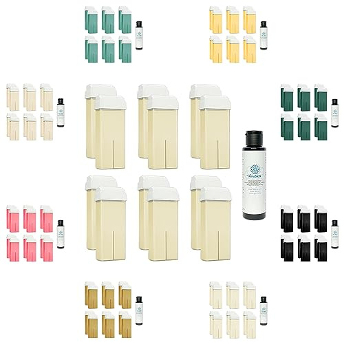 100 ml fettlösligt hårborttagningsvax - påfyllning för manipolering för rulle vaxvaxning hårborttagning 12 stycken - Talk + hyllning olja efter vax Anyskin® 100 ml