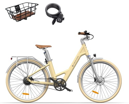 ADO Air28 Vélo électrique Adulte, 28 Vélo électrique Urbain, Entraînement par Courroie, Freins à Disque Hydrauliques, Applications APP, Batterie Amovible au Lithium 36 V 9,6 Ah, Autonomie de 100 km
