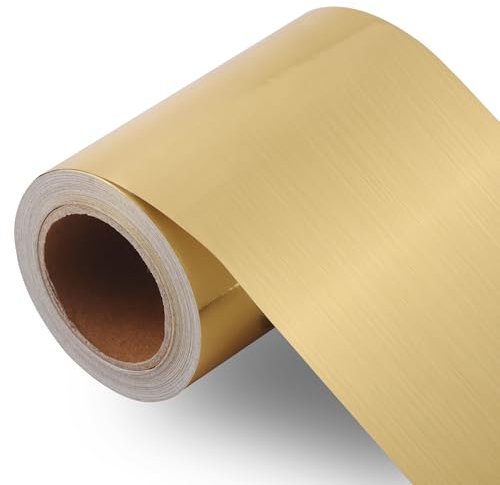 Taaizau Abziehen und Aufkleben, gebürstetes Gold, abnehmbare PVC-Tapete für Spiegelrahmen, Küchenfliesen, Schrank und Heimdekoration (10m x 10cm)