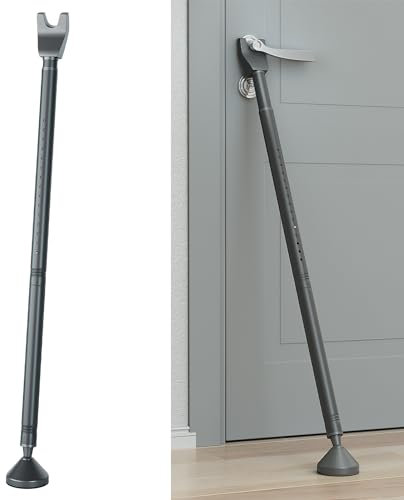 Upgraded Door Security Bar, Strong Safety Door Stoppers, Adjustable Jammer for Home, Apartment, Travel (Black)