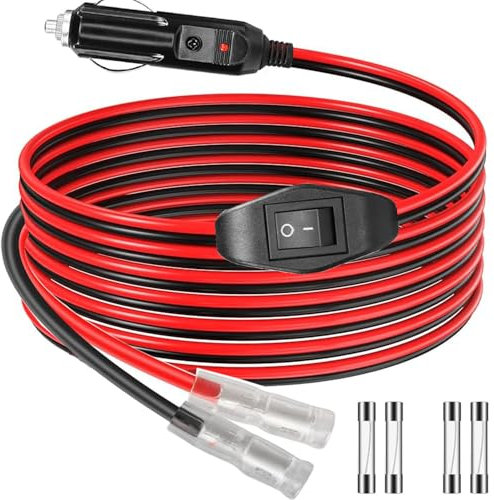 RUNCCI-YUN Adaptateur Mâle pour Allume-Cigare, 14AWG Prise Allume Cigare 12V/24V, avec Interrupteur Marche/arrêt Câble d'alimentation Universel, Allume-Cigare câble d'extension（2M）