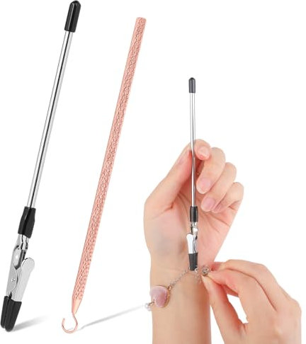 COMNICO Bracciale a catena, 2 pezzi, 2 in 1, braccialetto di aiuto, chiusura per gioielli, bracciale, strumento per aiuto, ganci, accessori di fissaggio per bracciali, orologi, fai da te