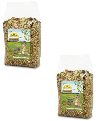 JR FARM Rennmäuse-Schmaus | Doppelpack | 2 x 600 g | Alleinfuttermittel für Rennmäuse | EIN Mix aus Wilden Saaten und tierischem Protein | Mit Vitaminen und Mineralstoffen