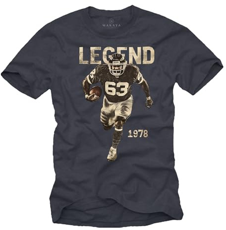 MAKAYA Mücke 63 T-Shirt Herren American Football Trikot Vintage Retro Motiv Bulldozer Blaugrau XXXXXL