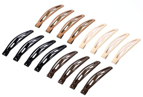 Ymapinc Lot de 16 barrettes à cheveux en métal antidérapantes pour femme - Noir, brun clair, marron, crème, 6 x 2 cm