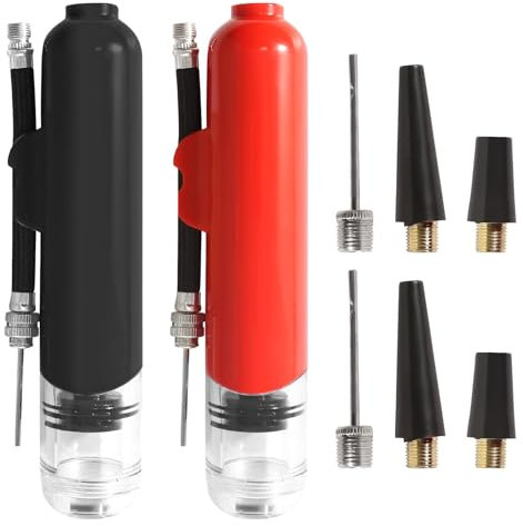 Ballpumpe Luftpumpe, 2 Stück Sport Ballpumpe Handpumpe Ball Pumpe mit Nadelfach Ballpumpe Nadeln, Tragbare Basketballpumpe Ballpumpen Aufblasnadel für Fußball Rugby Volleyball