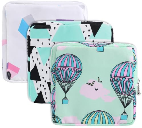 QfwdfcTrenz 3 Stück Aufbewahrungstasche für Damenbinden Tampon Binden Aufbewahrung Tragbare Damenbinden Tasche mit Reißverschluss Tampontasche Organizer Tasche für Damen Mädchen