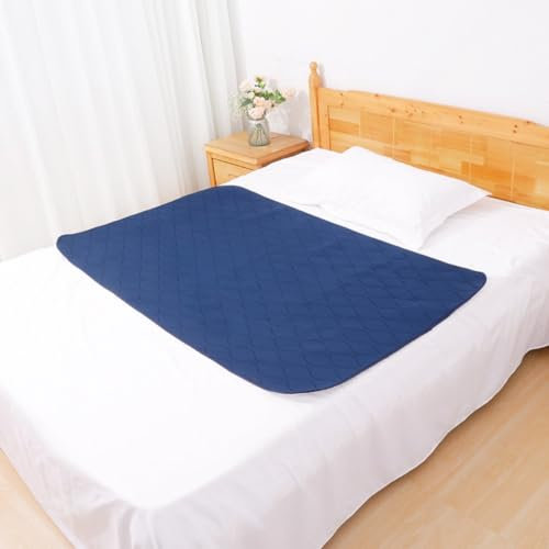 Hearda Empapadores Cama Adultos Lavables, Protector de Cama 5 Capa Súper Absorbentes Reutilizables, Empapadores Impermeable para Incontinencia, Niños, Adultos Mayores (Azul,90x100cm)
