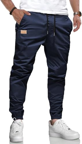 KUNJLELP Pantalones Casual Hombre Pantalón de Cargo Algodón Largos Elásticos Jogging Pants con Bolsillos