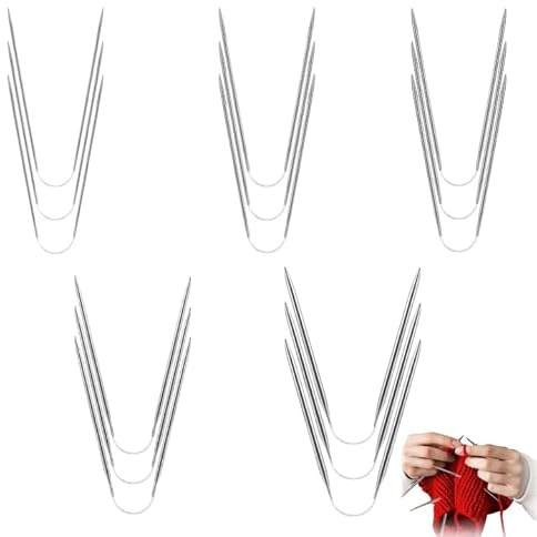 15 Pièces Aiguilles à Tricoter Circulaire, 2,0MM/2,5MM/3,0MM/3,5MM/4,0MM,Aiguilles à Tricoter en Acier Inoxydable de pour débutants et professionnels, projets manuels et textiles