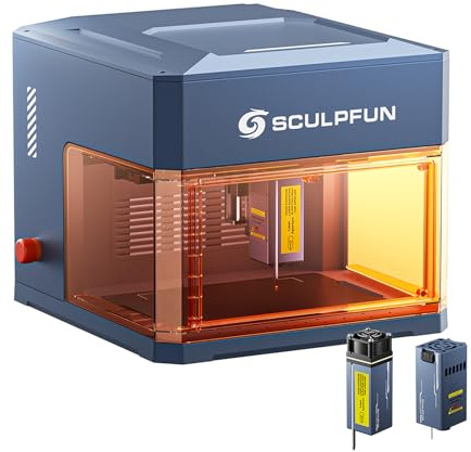 SCULPFUN iCube Ultra Doppio Laser Incisore, Laser a Diodo da 12 W + Laser a Infrarossi da 1,2 W, Macchina per Incisione con Filtro Fumo, Taglierina Laser Portatile ad Alta Precisione per Legno Metallo