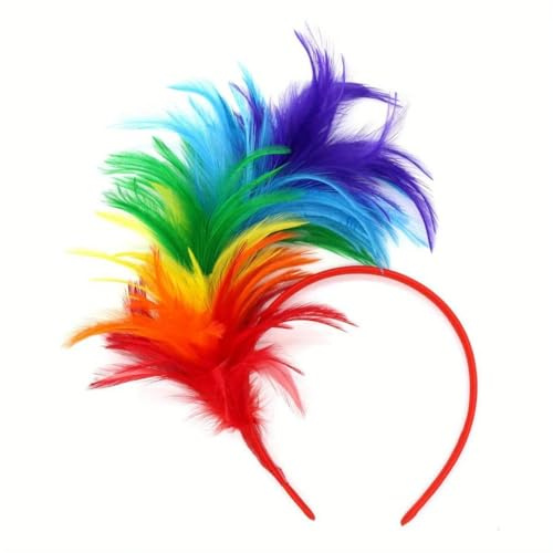Bandeau à Plumes Colorées,Bandeau Plumes de Fleur Artificielle,Années 1920 Fascinateur,Vintage Serre Tete,1920S Accessoires Cheveux pour Cocktail Mariage Goûter Décoration Halloween Carnaval Cosplay