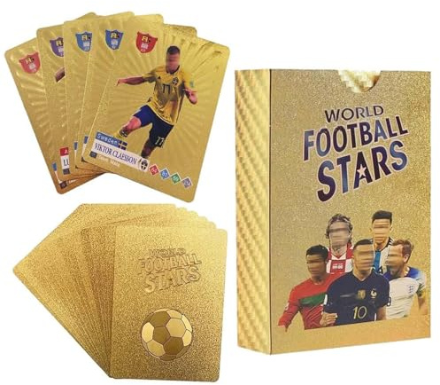 Football Star Cards，SiumPklay 55 Pcs Gold Football Cards 2025，World Cup Star 2025 Card，Gold Foil Top Footballs Card, Birthday Gift
