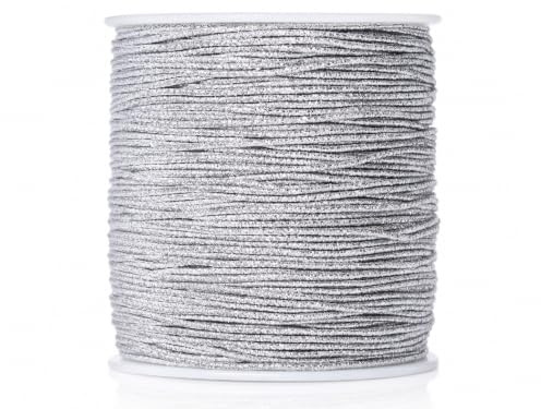 KONMAY 1mm Metallic Silver Elastic Cord for Gift Wrapping & Ornaments | 100 Yards, Fabric Coated Elastic Tinsel for Beading, Hanging Christmas Ornaments,BookBinding, Greeting Cards and Crafting
