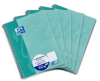 Oxford Collegeblock A5 punktkariert/dotted, 160 Seiten, grünblau, 5 Stück