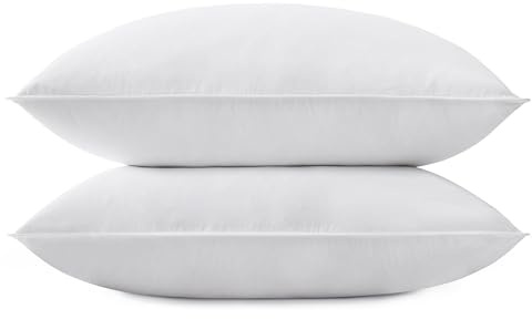 SNUG&COZY Grey Goose Feather Down Pillow for Sleeping(2 Pack)- King Size(20IN×36IN), Goose Feather&Down Filling, 100% Down Proof, Machine Wash, White