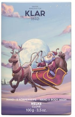 Klar Seifen Weihnachtsedition Nelke 100g, Cosmos zertifiziert, (palmölfrei), geeignet für normale Haut, Seife 11109