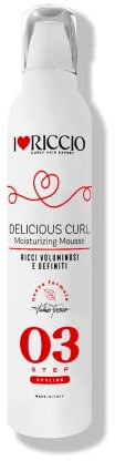 I Love Riccio Delicious Curl Moisturizing Crema in Mousse, Idratante Capelli Ricci Con Estratto di Moringa, Definisce e Volumizza, Protegge da Calore del Phon, 100 ml