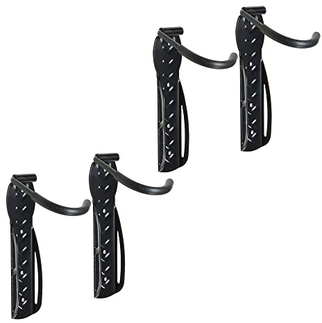 VonHaus Bike Wall Mounts - Bike Wall Rack, 4-Pack for Garage and Shed - Steel Coated Bicycle Storage Hooks - Vertical Bike Rack with Durable Plastic Clips - Premium Quality Bike Wall Mount