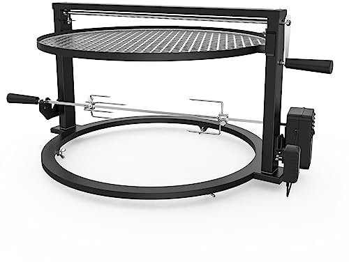 onlyfire Sistema de asador de parrilla estilo Santa María, accesorio de parrilla de cocción ajustable compatible con estufa Solo Yukon de 27 pulgadas, con motor, 2 tenedores de asador y parrilla