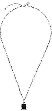 Purelei® Night Halskette (Silber), Wasserfeste Halskette für Männer mit quadratischen Anhänger, Halskette aus Edelstahl für Herren, Geschenk für Männer