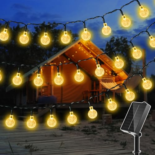 Ollny Solar Lichterkette Aussen wetterfest 12M 100 LED Warmweiß