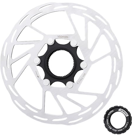 Yongness Disque de frein à verrouillage central de vélo 160mm, disque de frein à disque de moyeu de rotor de frein à disque de VTT avec couvercle de verrouillage adapté aux vélos de route,VTT,BMX